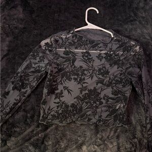 Elegant Black Floral Sheer Top